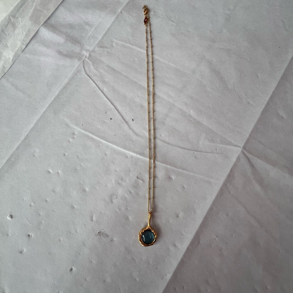 Pamela Love Gold Necklace with Light Blue Gem - Picture 5 of 6